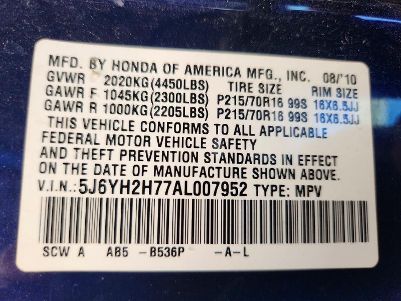 Продаж на аукціоні авто 2010 Honda Element, vin: 5J6YH2H77AL007952, номер лоту: 66628486