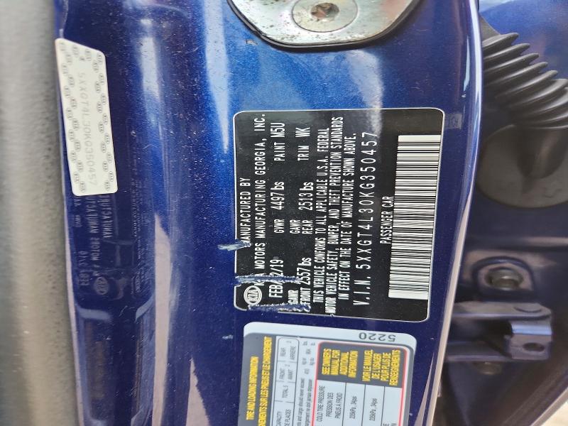 66107896 :رقم المزاد ، 5XXGT4L30KG350457 vin ، 2019 Kia Optima مزاد بيع