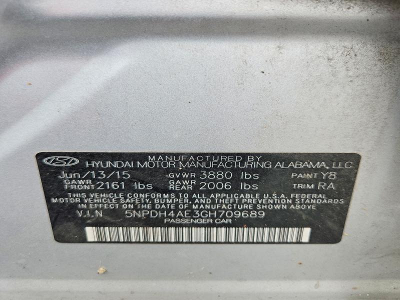 Aukcja sprzedaży 2016 Hyundai Elantra, vin: 5NPDH4AE3GH709689, numer aukcji: 64186866