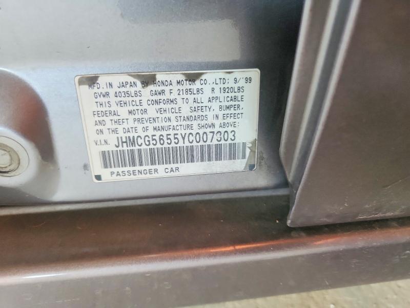 Aukcja sprzedaży 2000 Honda Accord Ex, vin: JHMCG5655YC007303, numer aukcji: 64222906