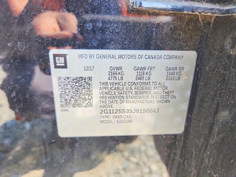Продаж на аукціоні авто 2018 Chevrolet Impala, vin: 2G1125S35J9150043, номер лоту: 65291626