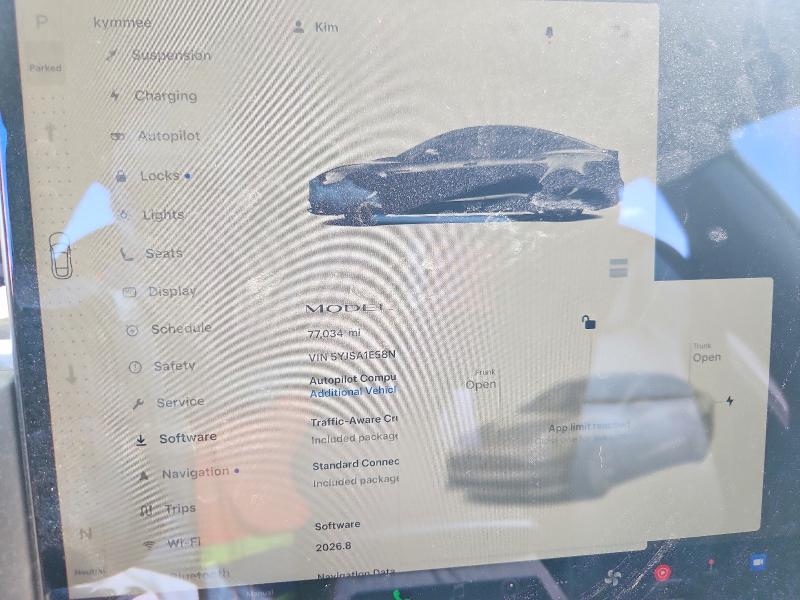 2022 Tesla Model S მანქანა იყიდება აუქციონზე, vin: 5YJSA1E58NF478188, აუქციონის ნომერი: 63874086