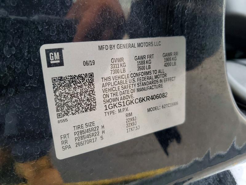 64074466 :رقم المزاد ، 1GKS1GKC6KR406082 vin ، 2019 Gmc Yukon Xl مزاد بيع