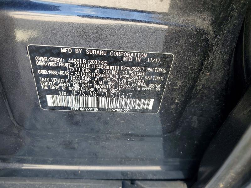 Продаж на аукціоні авто 2018 Subaru Forester, vin: JF2SJAGC7JH511477, номер лоту: 63851616