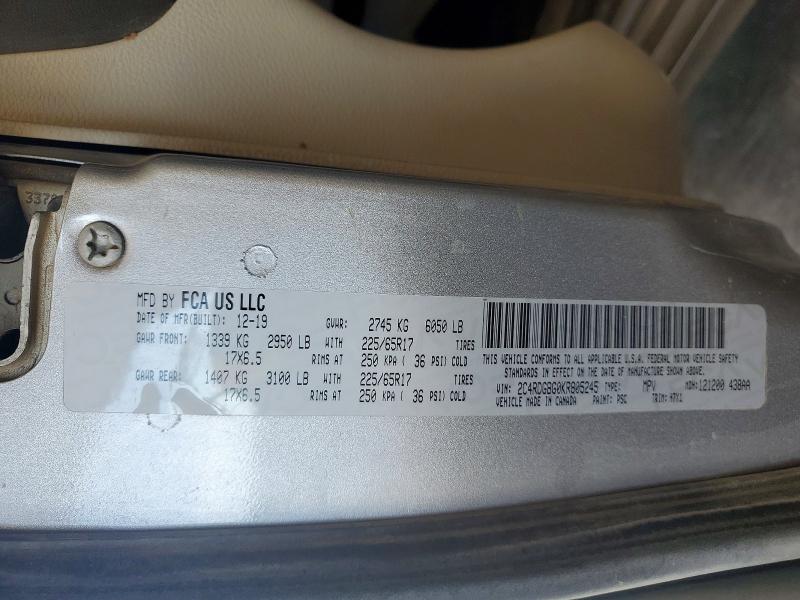 Aukcja sprzedaży 2019 Dodge Grand Caravan, vin: 2C4RDGBG0KR805245, numer aukcji: 65943126