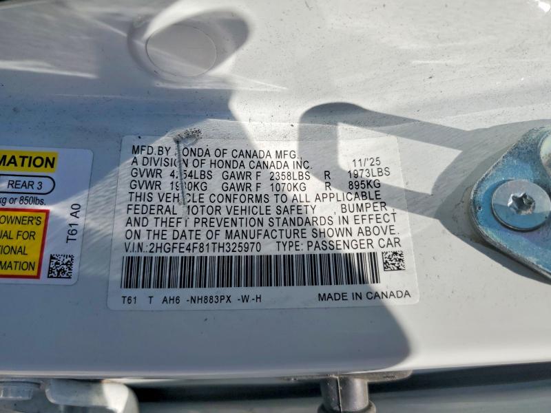 Продажа на аукционе авто 2026 Honda Civic, vin: 2HGFE4F81TH325970, номер лота: 63352336