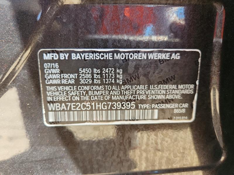 Aukcja sprzedaży 2017 Bmw 740, vin: WBA7E2C51HG739395, numer aukcji: 64178886