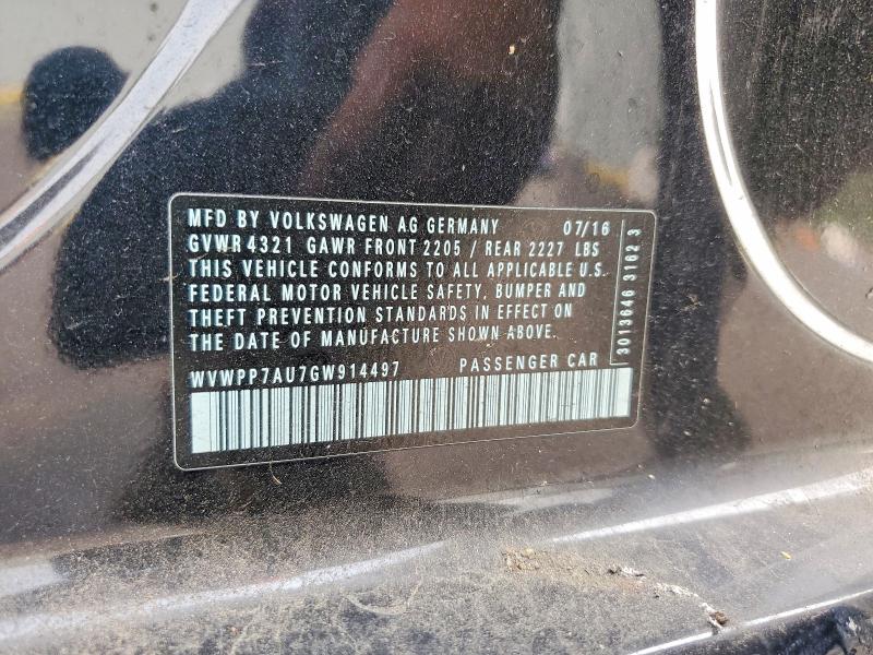 64067306 :رقم المزاد ، WVWPP7AU7GW914497 vin ، 2016 Volkswagen E-golf مزاد بيع