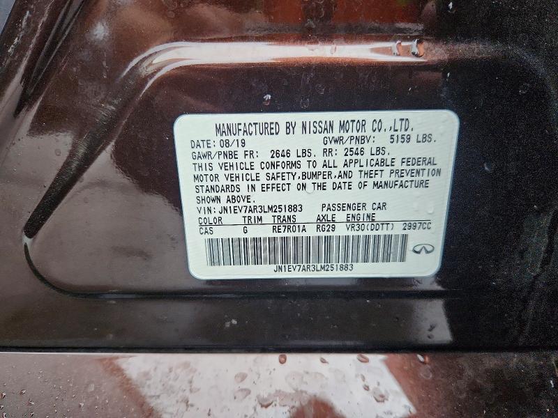 Aukcja sprzedaży 2020 Infiniti Q50, vin: JN1EV7AR3LM251883, numer aukcji: 64659576
