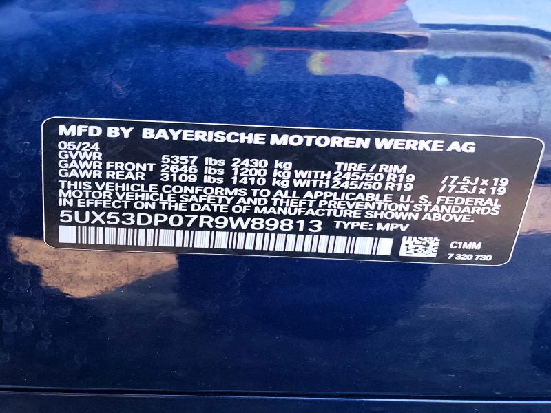Aukcja sprzedaży 2024 Bmw X3, vin: 5UX53DP07R9W89813, numer aukcji: 63669346