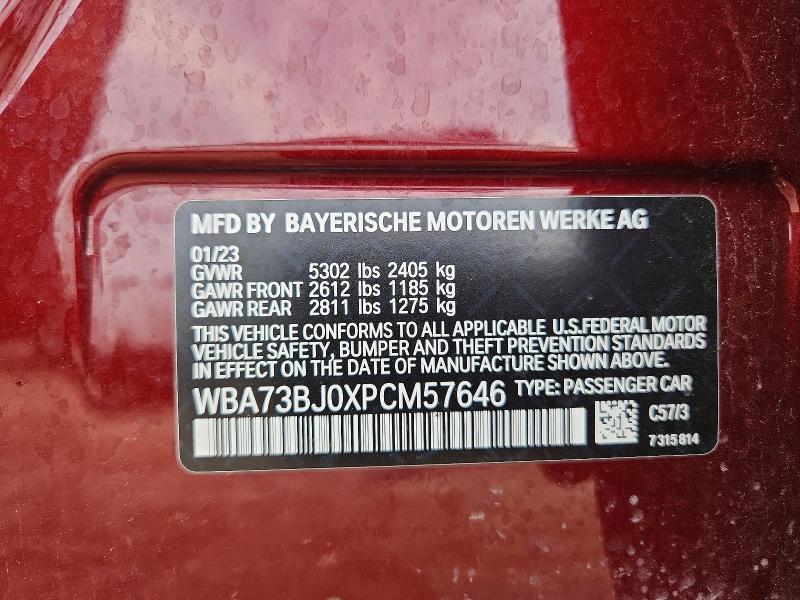 Aukcja sprzedaży 2023 Bmw 540, vin: WBA73BJ0XPCM57646, numer aukcji: 63859616