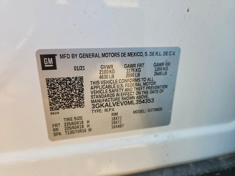 2021 Gmc Terrain მანქანა იყიდება აუქციონზე, vin: 3GKALVEV0ML354353, აუქციონის ნომერი: 64286556