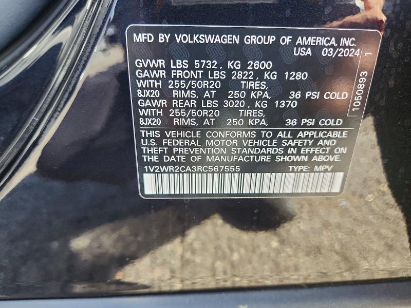 Aukcja sprzedaży 2024 Volkswagen Atlas, vin: 1V2WR2CA3RC567555, numer aukcji: 65708646