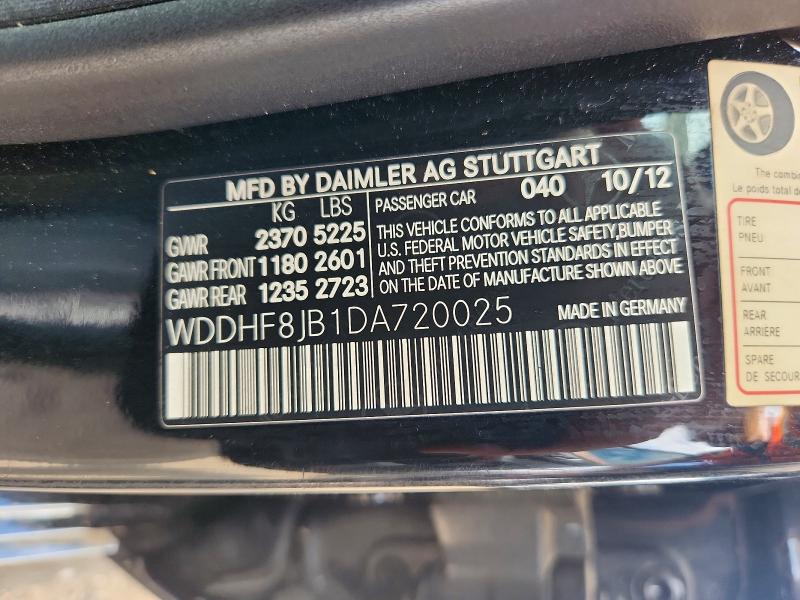 2013 Mercedes-benz E მანქანა იყიდება აუქციონზე, vin: WDDHF8JB1DA720025, აუქციონის ნომერი: 63912946