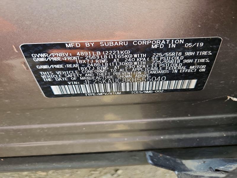 Aukcja sprzedaży 2019 Subaru Forester, vin: JF2SKAUC8KH555040, numer aukcji: 64811326