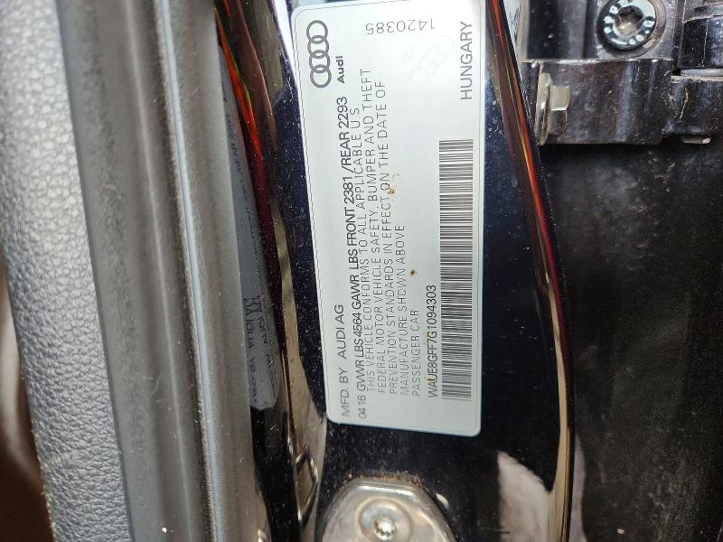 Aukcja sprzedaży 2016 Audi A3, vin: WAUE8GFF7G1094303, numer aukcji: 64335486
