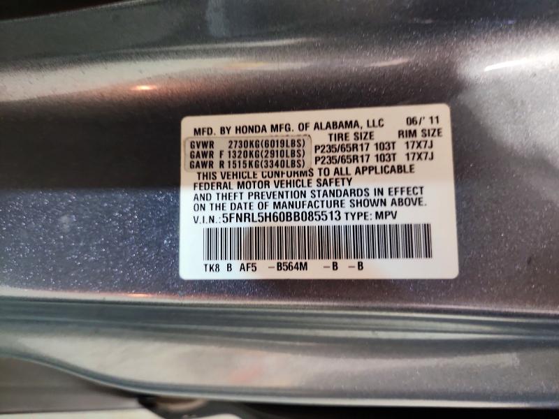 Aukcja sprzedaży 2011 Honda Odyssey, vin: 5FNRL5H60BB085513, numer aukcji: 64039416