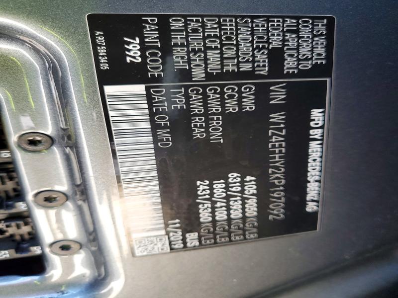 Aukcja sprzedaży 2019 Mercedes-benz Sprinter, vin: W1Z4EFHY2KP197092, numer aukcji: 65997726