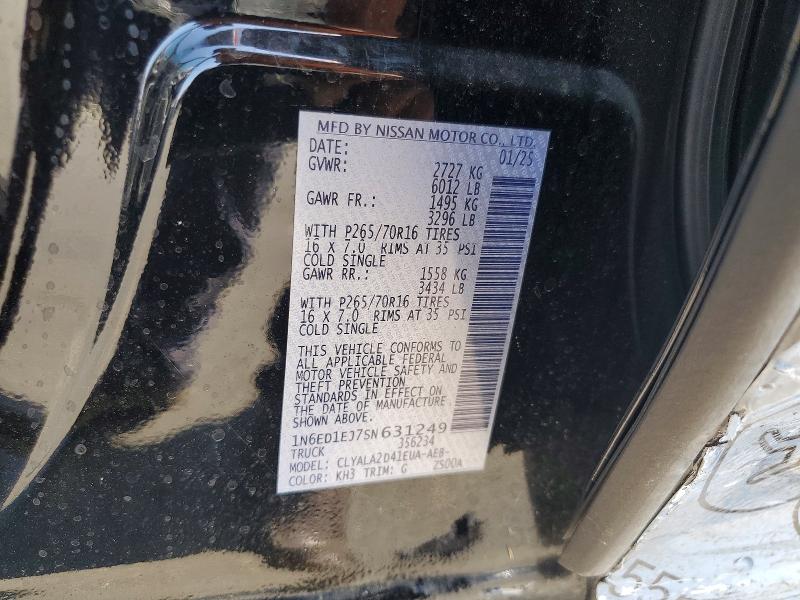 2025 Nissan Frontier მანქანა იყიდება აუქციონზე, vin: 1N6ED1EJ7SN631249, აუქციონის ნომერი: 63935426