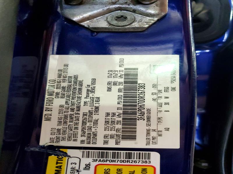 66379636 :رقم المزاد ، 3FA6P0H70DR267383 vin ، 2013 Ford Fusion مزاد بيع