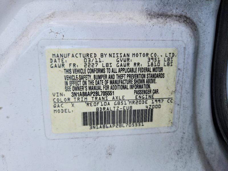 Aukcja sprzedaży 2011 Nissan Sentra, vin: 3N1AB6AP2BL705551, numer aukcji: 63533366
