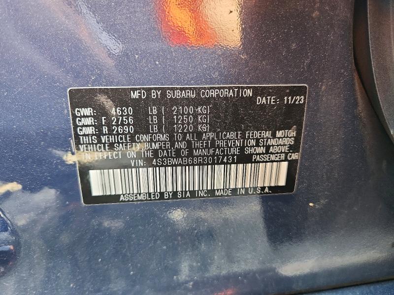 Продажа на аукционе авто 2024 Subaru Legacy, vin: 4S3BWAB68R3017431, номер лота: 65842956
