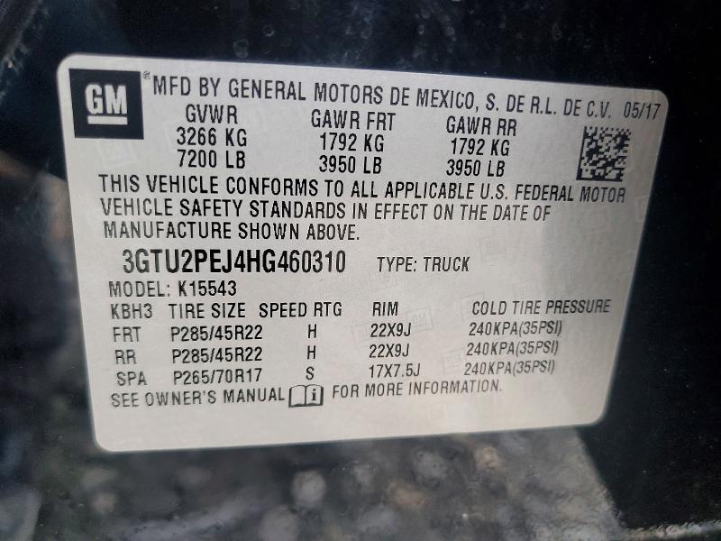 Продаж на аукціоні авто 2017 Gmc Sierra, vin: 3GTU2PEJ4HG460310, номер лоту: 66059626