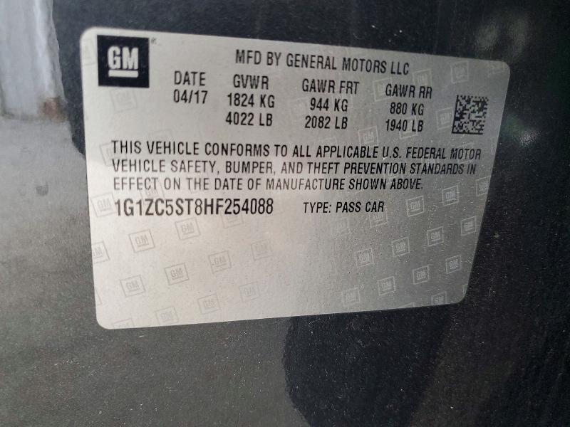 67159436 :رقم المزاد ، 1G1ZC5ST8HF254088 vin ، 2017 Chevrolet Malibu مزاد بيع