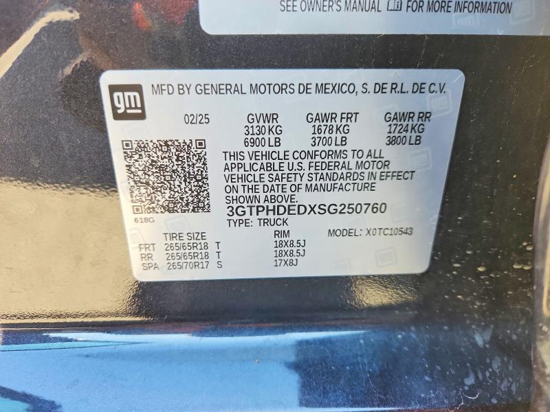 Aukcja sprzedaży 2025 Gmc Sierra, vin: 3GTPHDEDXSG250760, numer aukcji: 65548386