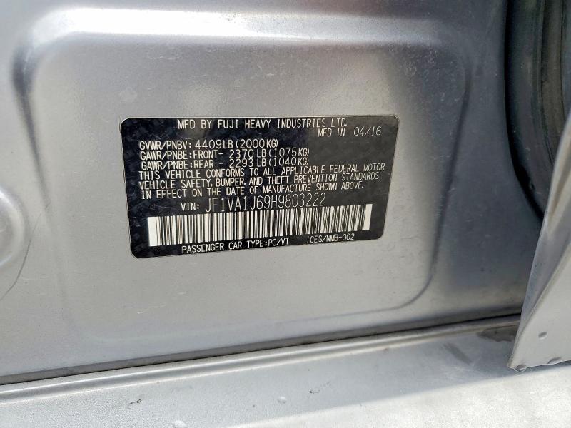Aukcja sprzedaży 2017 Subaru Wrx, vin: JF1VA1J69H9803222, numer aukcji: 64789146