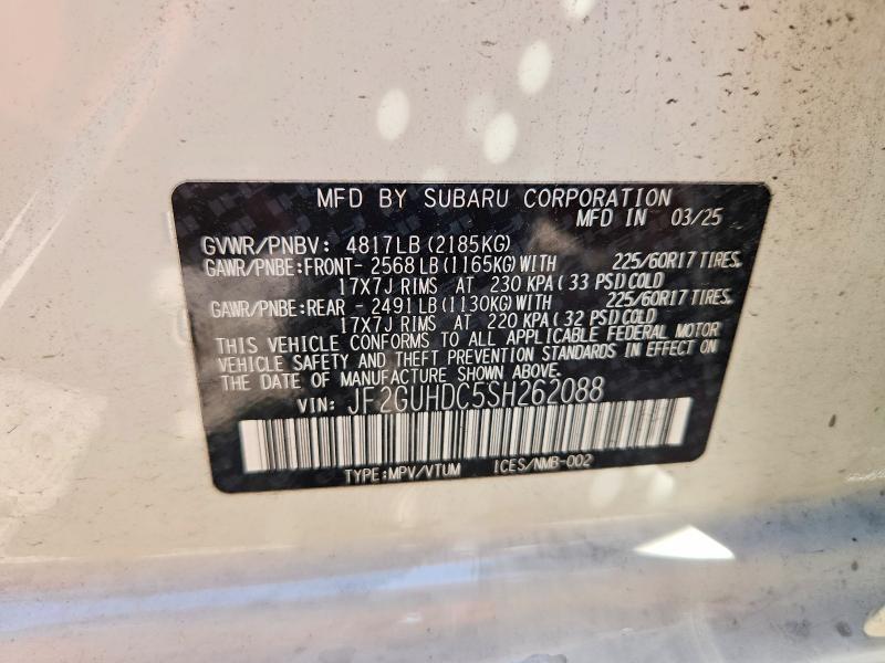 Aukcja sprzedaży 2025 Subaru Crosstrek, vin: JF2GUHDC5SH262088, numer aukcji: 64778456