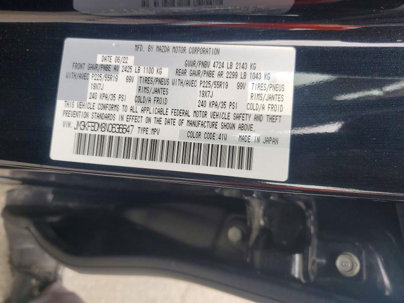 65903136 :رقم المزاد ، JM3KFBDM8N0636647 vin ، 2022 Mazda Cx-5 مزاد بيع