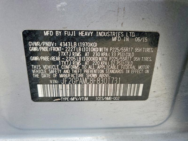 66338756 :رقم المزاد ، JF2GPAMC8F8301731 vin ، 2015 Subaru Xv Crosstrek مزاد بيع