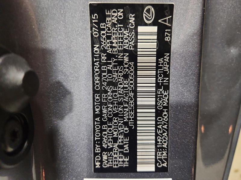 Aukcja sprzedaży 2015 Lexus Rc, vin: JTHSE5BC4F5005064, numer aukcji: 65737446