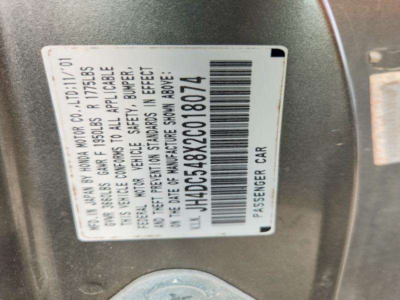 63565986 :رقم المزاد ، JH4DC548X2C018074 vin ، 2002 Acura Rsx مزاد بيع