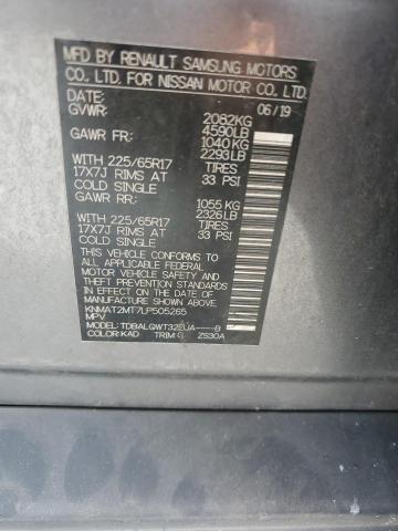 63618956 :رقم المزاد ، KNMAT2MT7LP505265 vin ، 2020 Nissan Rogue مزاد بيع