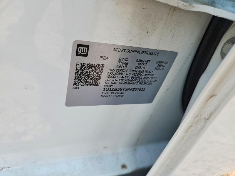 2024 Chevrolet Malibu მანქანა იყიდება აუქციონზე, vin: 1G1ZB5ST2RF237811, აუქციონის ნომერი: 62699356