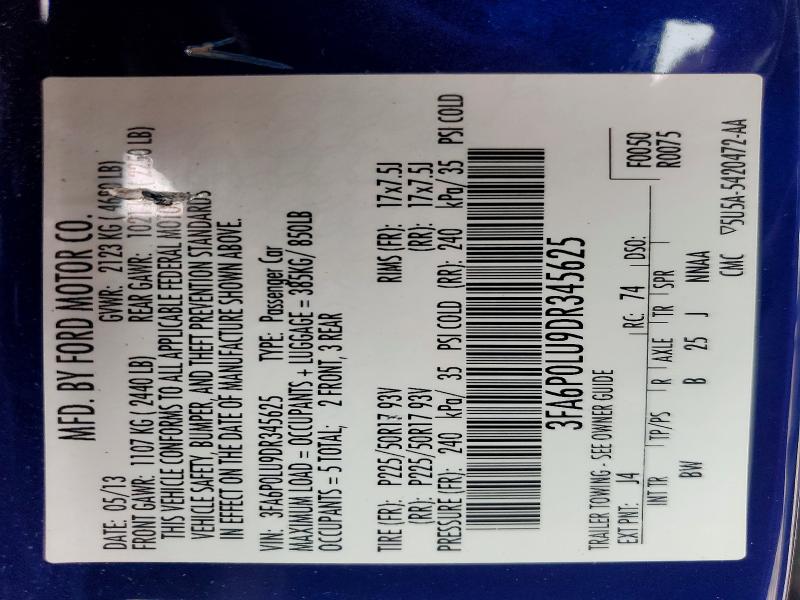 Продаж на аукціоні авто 2013 Ford Fusion, vin: 3FA6P0LU9DR345625, номер лоту: 64447296