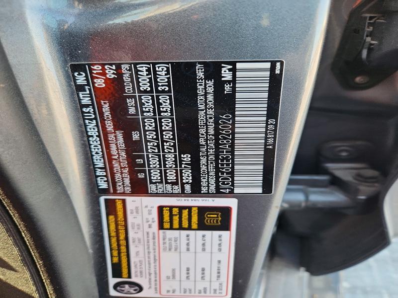Aukcja sprzedaży 2017 Mercedes-benz Gls, vin: 4JGDF6EE3HA826026, numer aukcji: 64364426