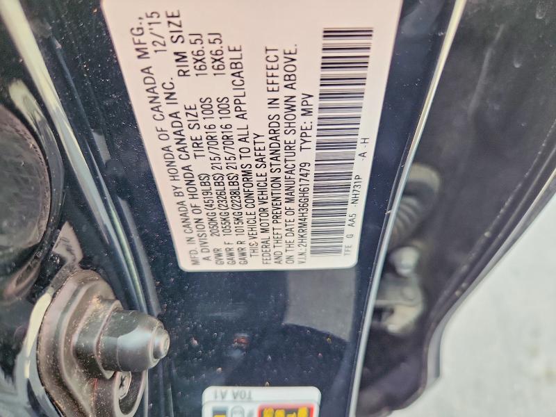 64660726 :رقم المزاد ، 2HKRM4H36GH617479 vin ، 2016 Honda Cr-v مزاد بيع