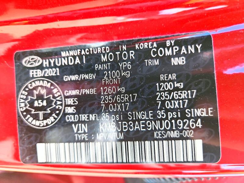 Aukcja sprzedaży 2022 Hyundai Tucson, vin: KM8JB3AE9NU019264, numer aukcji: 65805676
