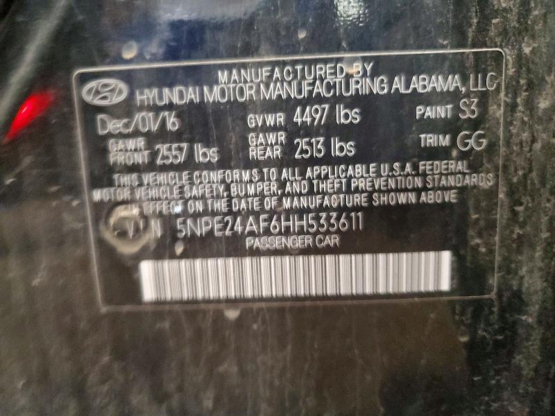 Aukcja sprzedaży 2017 Hyundai Sonata, vin: 5NPE24AF6HH533611, numer aukcji: 66811466