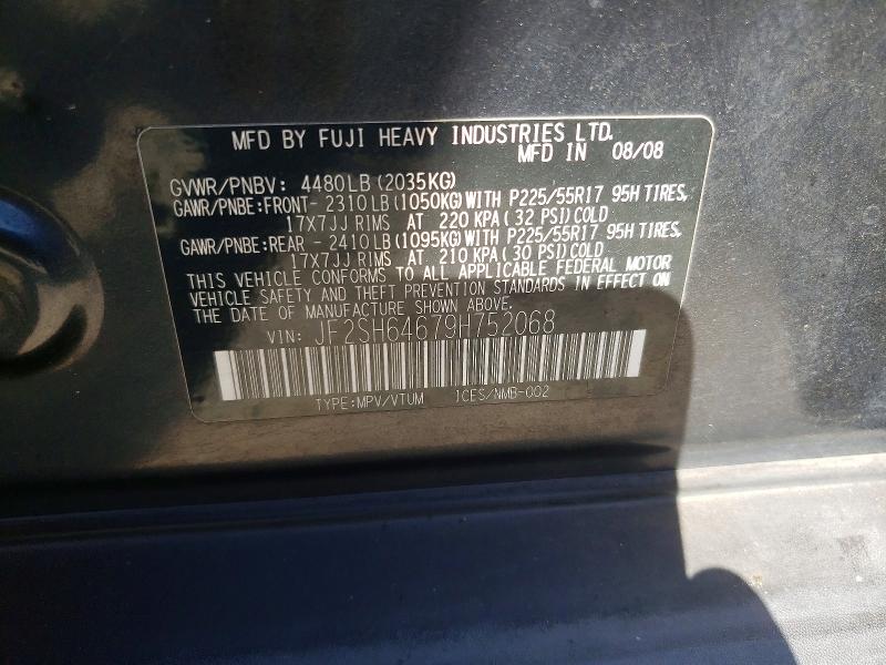 Aukcja sprzedaży 2009 Subaru Forester, vin: JF2SH64679H752068, numer aukcji: 65463676