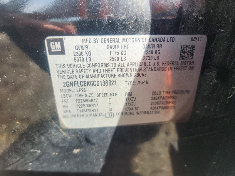 Aukcja sprzedaży 2012 Chevrolet Equinox, vin: 2GNFLCEK6C6136021, numer aukcji: 66796086