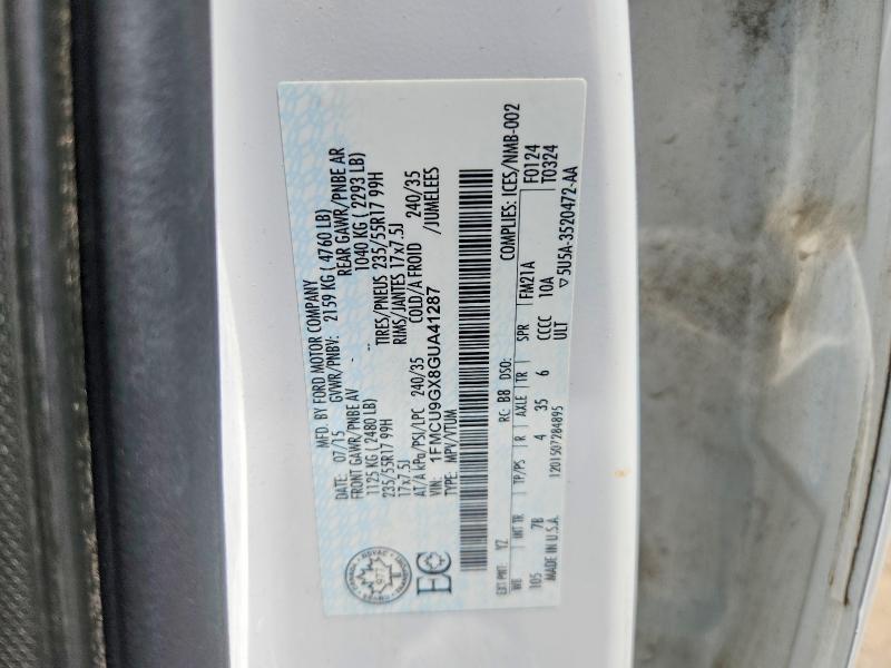 Продаж на аукціоні авто 2016 Ford Escape, vin: 1FMCU9GX8GUA41287, номер лоту: 63467906