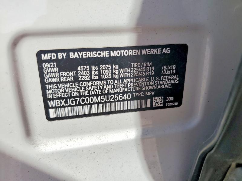 63716626 :رقم المزاد ، WBXJG7C00M5U25640 vin ، 2021 Bmw X1 مزاد بيع