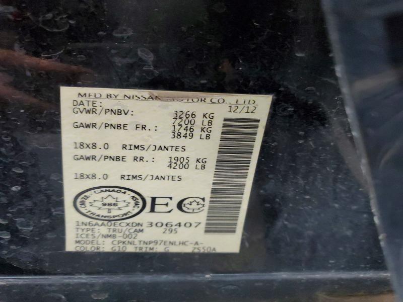 2013 Nissan Titan მანქანა იყიდება აუქციონზე, vin: 1N6AA0ECXDN306407, აუქციონის ნომერი: 64658996