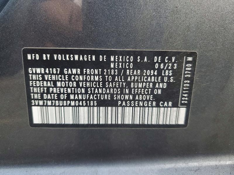 Продаж на аукціоні авто 2023 Volkswagen Jetta, vin: 3VW7M7BU8PM045185, номер лоту: 64566166