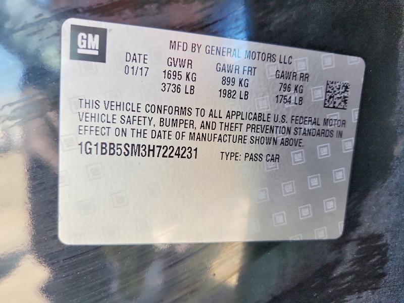66069336 :رقم المزاد ، 1G1BB5SM3H7224231 vin ، 2017 Chevrolet Cruze مزاد بيع