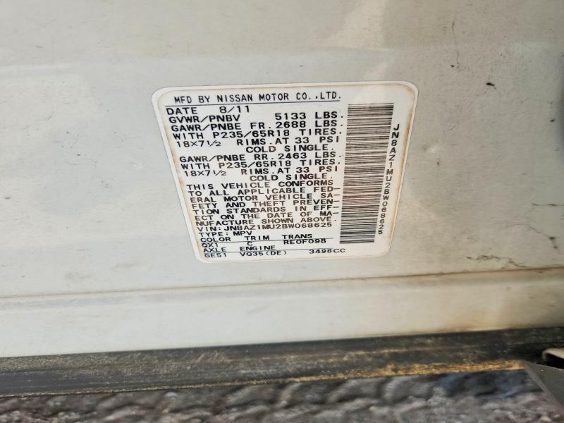 Aukcja sprzedaży 2011 Nissan Murano, vin: JN8AZ1MU2BW068625, numer aukcji: 65167196